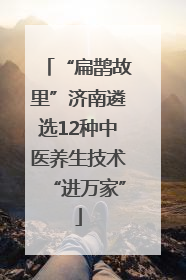 “扁鹊故里”济南遴选12种中医养生技术“进万家”
