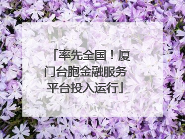 率先全国！厦门台胞金融服务平台投入运行