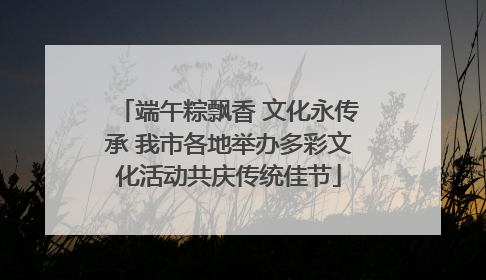 端午粽飘香 文化永传承 我市各地举办多彩文化活动共庆传统佳节