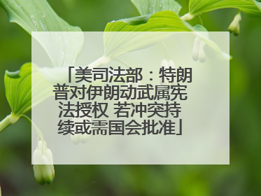 美司法部：特朗普对伊朗动武属宪法授权 若冲突持续或需国会批准