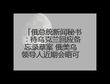 俄总统新闻秘书：待乌克兰回应备忘录草案 俄美乌领导人近期会晤可能性小