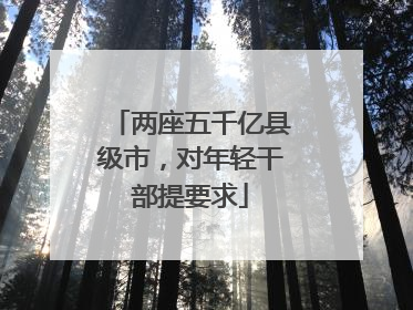 两座五千亿县级市，对年轻干部提要求
