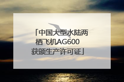中国大型水陆两栖飞机AG600获颁生产许可证