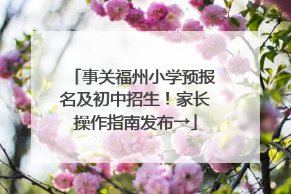 事关福州小学预报名及初中招生！家长操作指南发布→