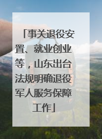 事关退役安置、就业创业等，山东出台法规明确退役军人服务保障工作