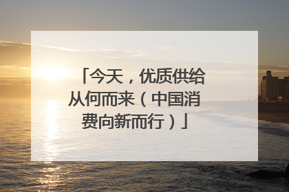 今天，优质供给从何而来（中国消费向新而行）