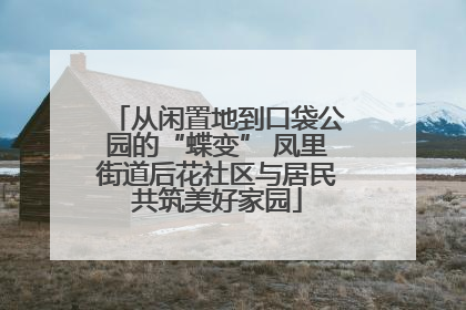 从闲置地到口袋公园的“蝶变” 凤里街道后花社区与居民共筑美好家园