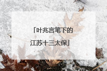 叶兆言笔下的江苏十三太保