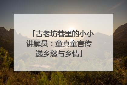 古老坊巷里的小小讲解员：童真童言传递乡愁与乡情