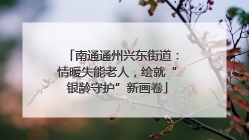 南通通州兴东街道：情暖失能老人，绘就“银龄守护”新画卷