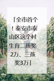 全市首个！泰安市泰山区这个村生育二孩奖2万、三孩奖3万