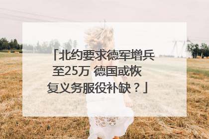 北约要求德军增兵至25万 德国或恢复义务服役补缺？