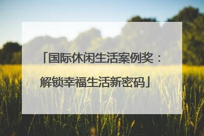 国际休闲生活案例奖：解锁幸福生活新密码