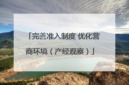 完善准入制度 优化营商环境（产经观察）