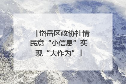 岱岳区政协社情民意“小信息”实现“大作为”