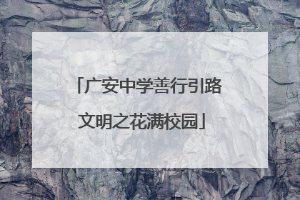 广安中学善行引路 文明之花满校园