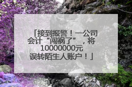 接到报警！一公司会计“闯祸了”，将10000000元误转陌生人账户！