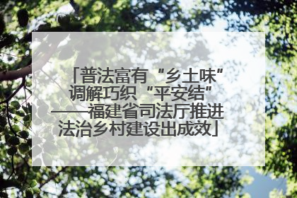 普法富有“乡土味” 调解巧织“平安结”——福建省司法厅推进法治乡村建设出成效
