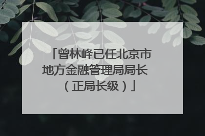曾林峰已任北京市地方金融管理局局长（正局长级）