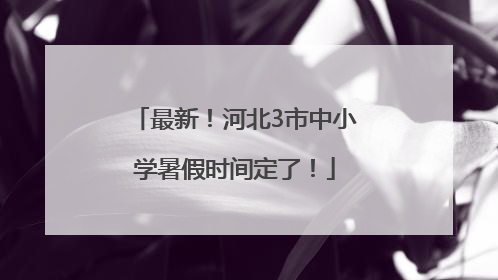 最新！河北3市中小学暑假时间定了！