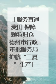 服务直通麦田 保障颗粒归仓 德州市行政审批服务局护航“三夏”生产