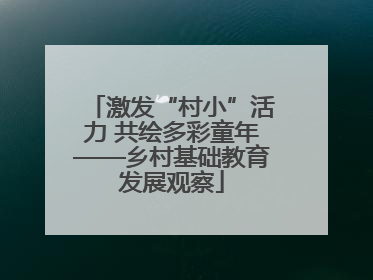 激发“村小”活力 共绘多彩童年——乡村基础教育发展观察