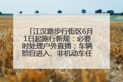 江汉路步行街区6月1日起施行新规：必要时处理户外直播；车辆擅自进入、非机动车任意停放的，依法处理