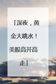 深夜，黄金大跳水！美股高开高走