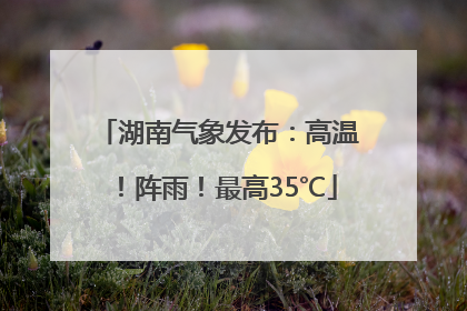 湖南气象发布：高温！阵雨！最高35℃