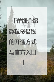详细介绍微粒贷借钱的开通方式与官方入口