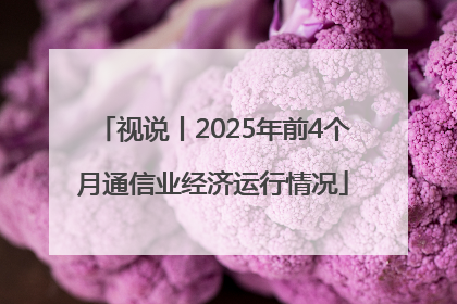视说丨2025年前4个月通信业经济运行情况