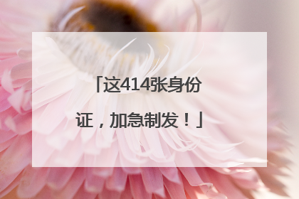 这414张身份证，加急制发！