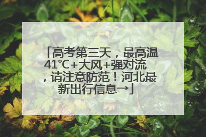 高考第三天，最高温41℃+大风+强对流，请注意防范！河北最新出行信息→