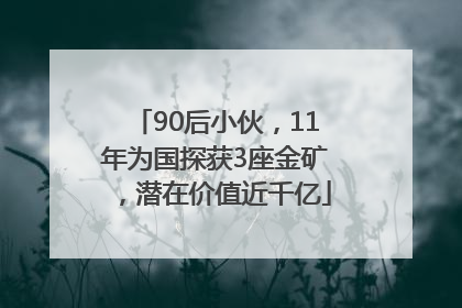 90后小伙，11年为国探获3座金矿，潜在价值近千亿